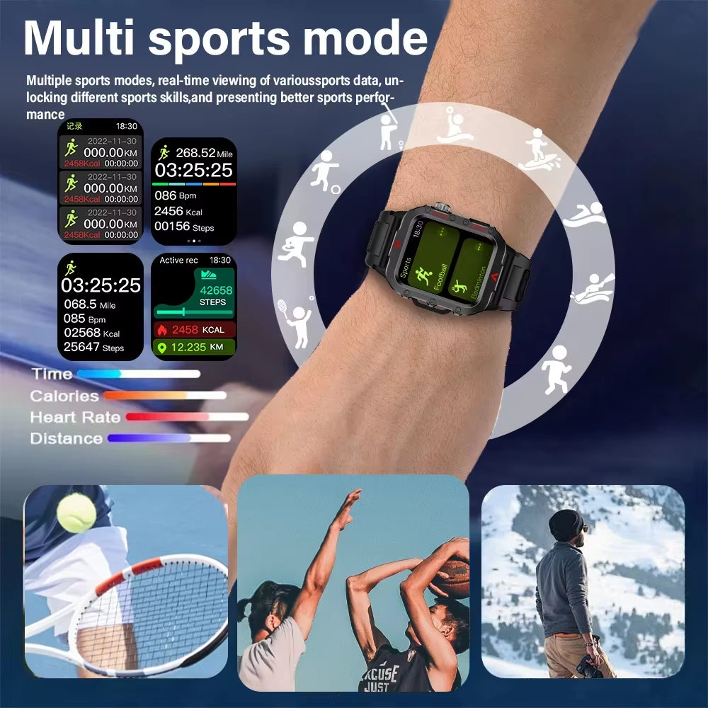 Discover the New Men's Smart Watch: Your Ultimate Outdoor Sports Companion with Health Monitoring and LED Flashlight