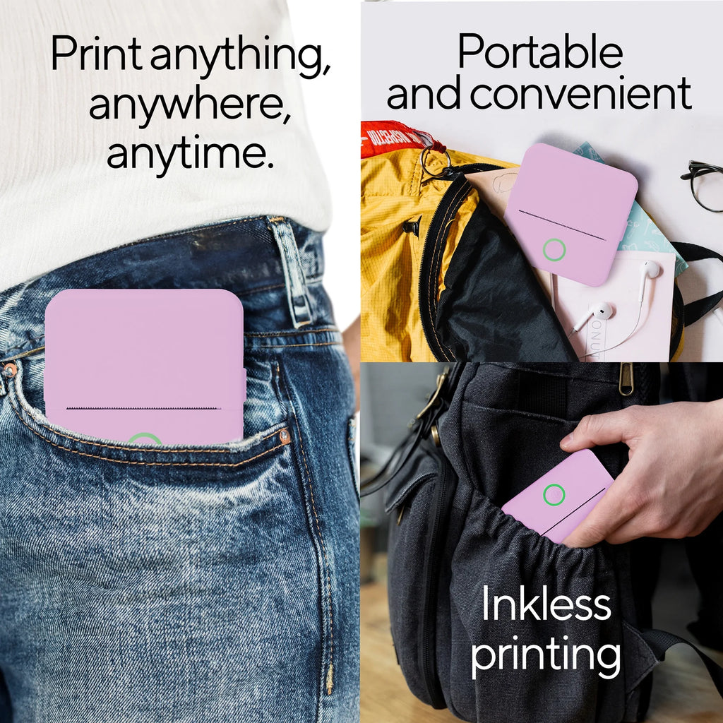 CTP500 Wireless Mini Portable Inkless Thermal Printer and Label Maker with Paper for Android and iOS (Purple)