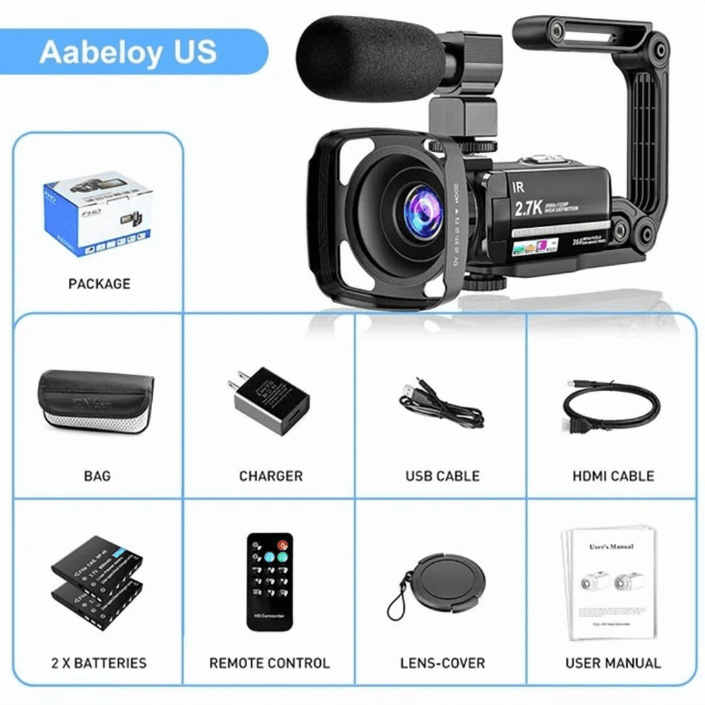 4K Digital Video Camera Camcorder for YouTube Vlogging with 48MP and 16X Digital Zoom