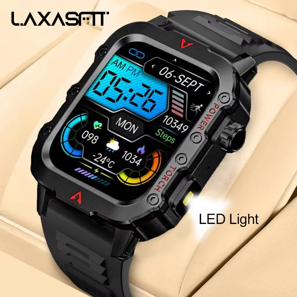 Discover the New Men's Smart Watch: Your Ultimate Outdoor Sports Companion with Health Monitoring and LED Flashlight