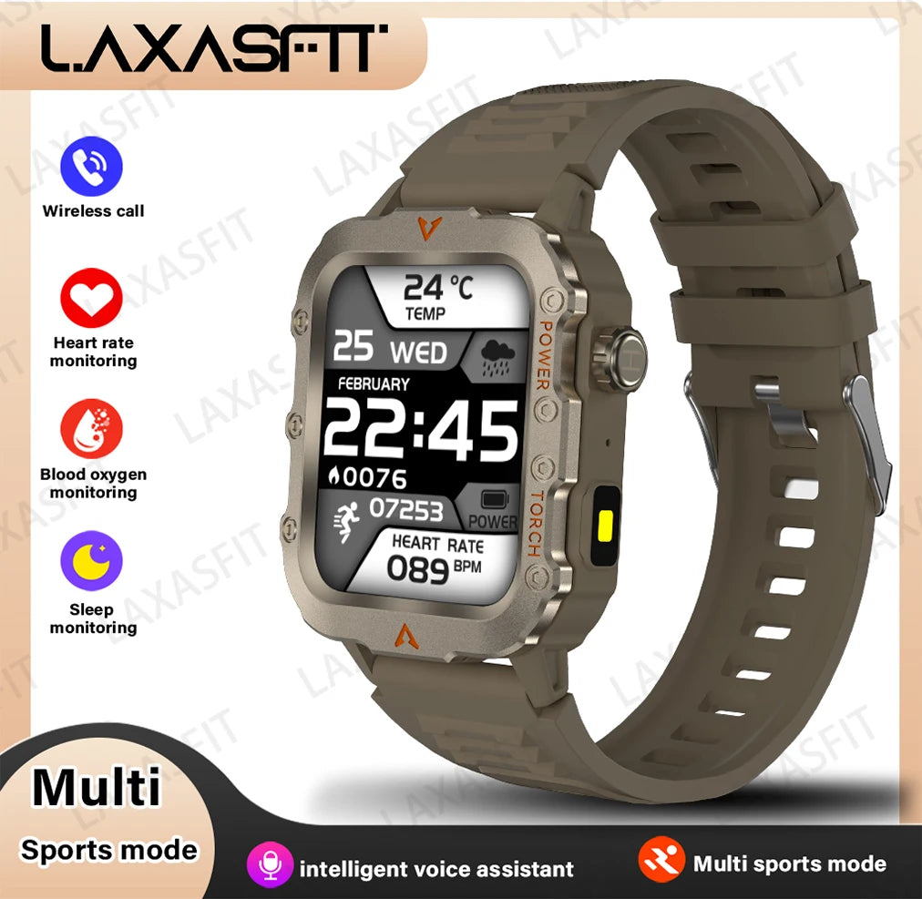 Discover the New Men's Smart Watch: Your Ultimate Outdoor Sports Companion with Health Monitoring and LED Flashlight