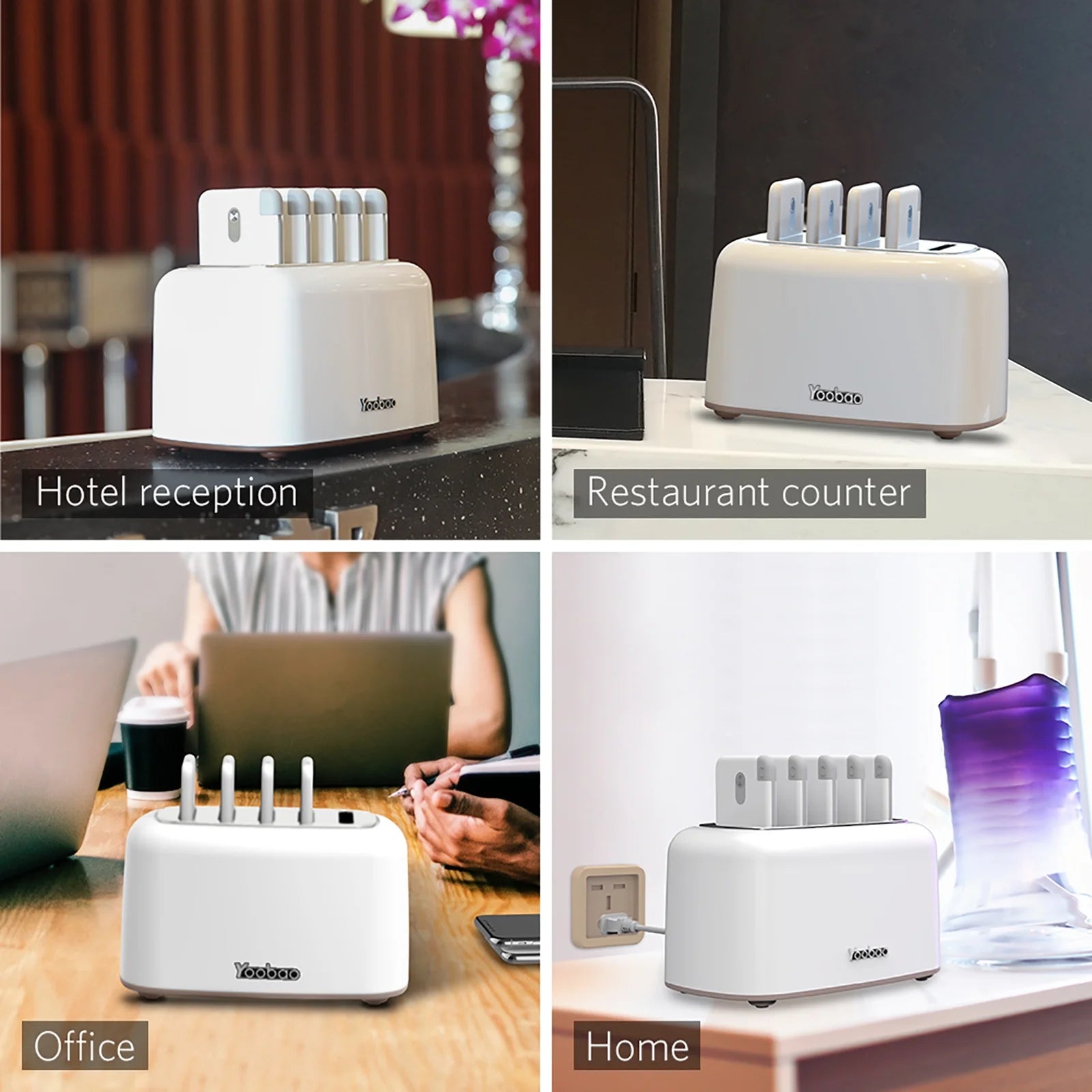 Wireless Charging Station and Power Bank Set, 10000mAh Portable Charger with Built-in Cables for iPhone, Samsung, and Android - Ideal for Home, Office, and Hospitality (White)