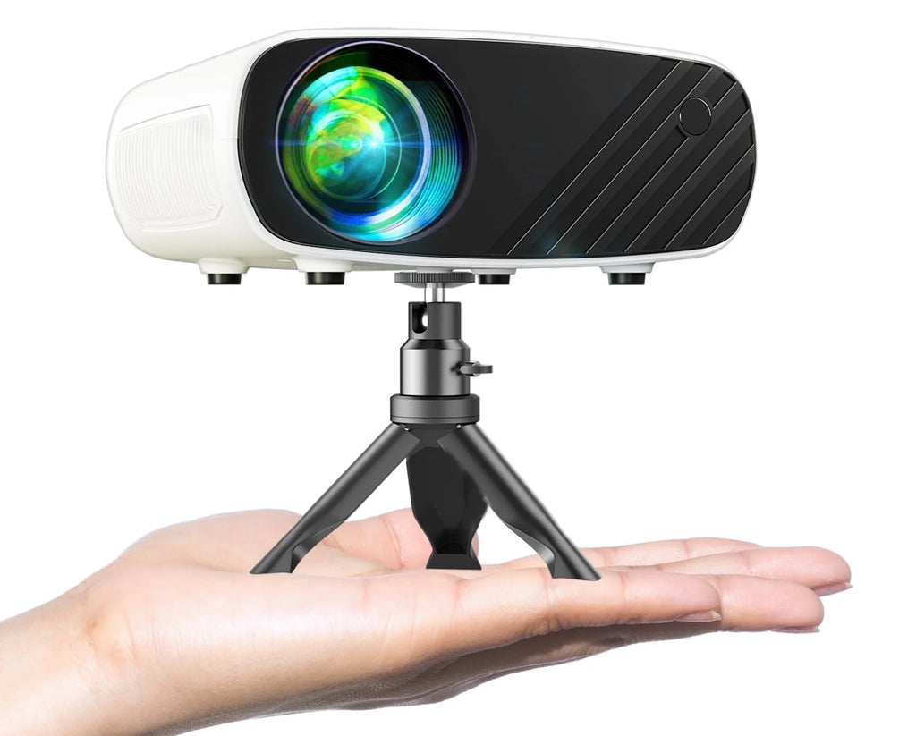 Portable 1080P Mini Projector for Movies, Compatible with Android and iOS, White