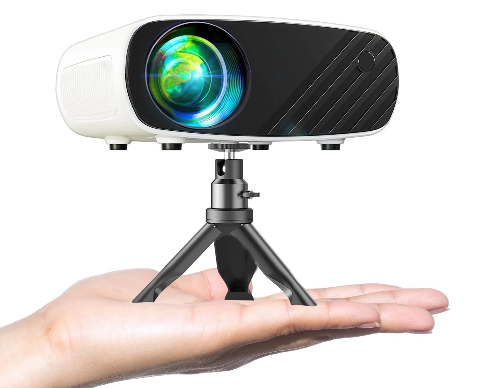 Portable 1080P Mini Projector for Movies, Compatible with Android and iOS, White