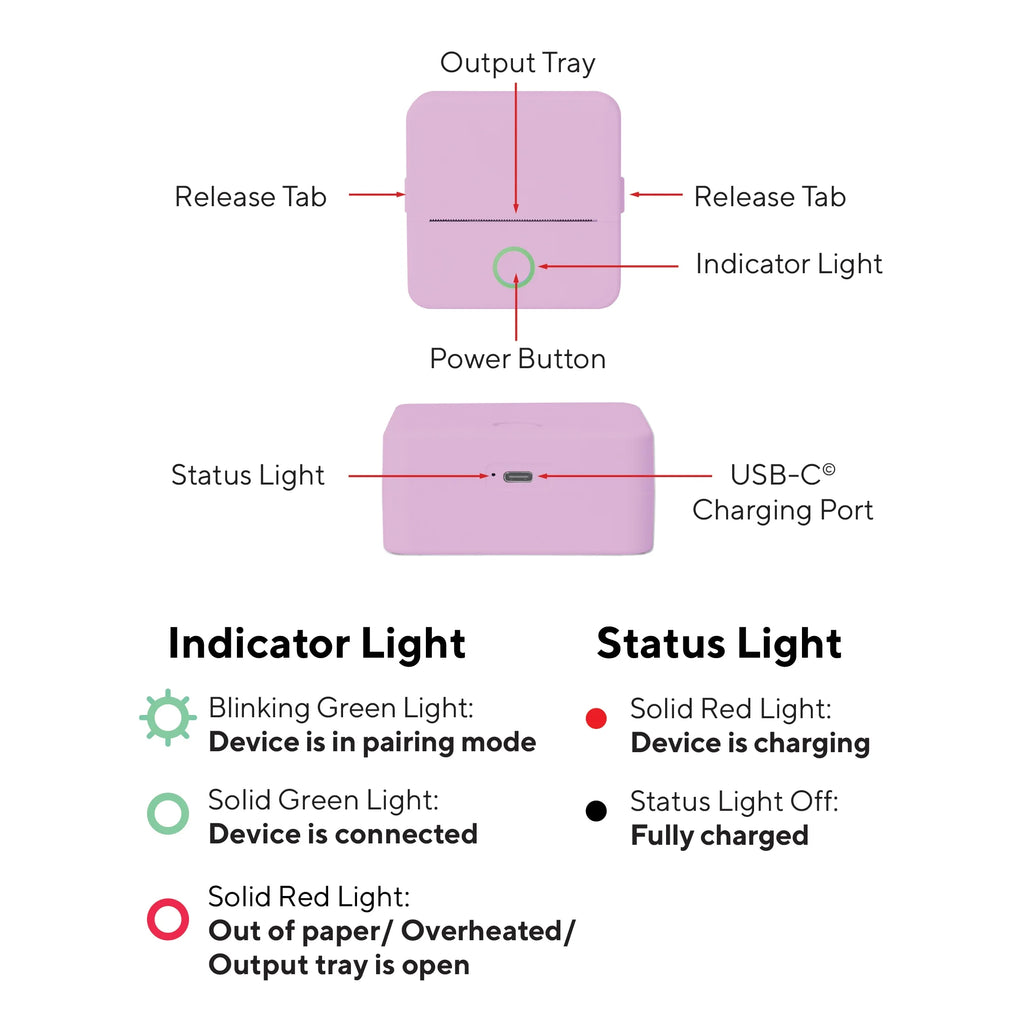 CTP500 Wireless Mini Portable Inkless Thermal Printer and Label Maker with Paper for Android and iOS (Purple)