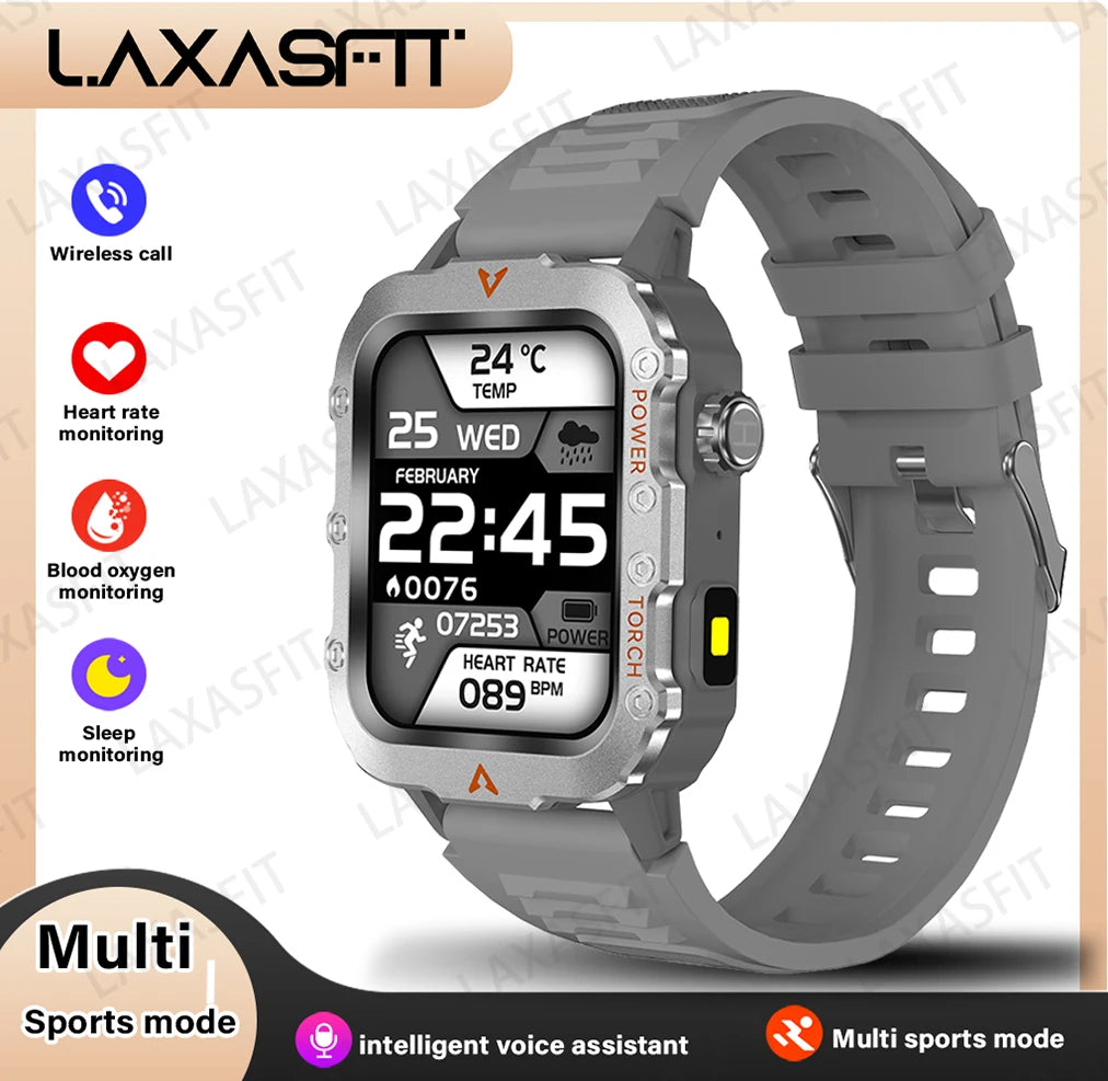 Discover the New Men's Smart Watch: Your Ultimate Outdoor Sports Companion with Health Monitoring and LED Flashlight