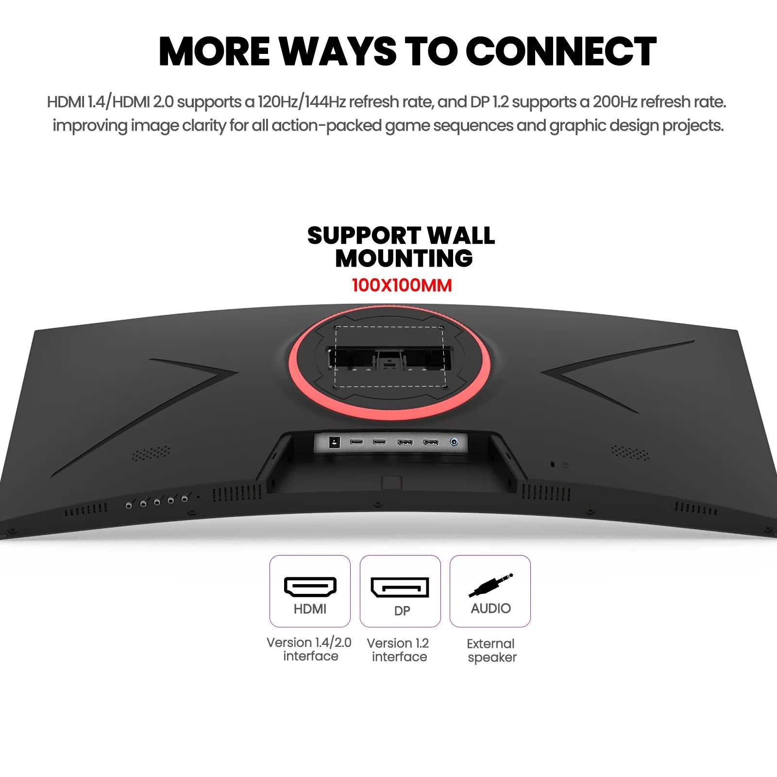 30-Inch 200Hz Curved Gaming Monitor, WFHD 2560x1080, 1500R, 21:9 Aspect Ratio, FreeSync, Low Blue Light, Wall-Mountable, HDMI/DisplayPort, Black