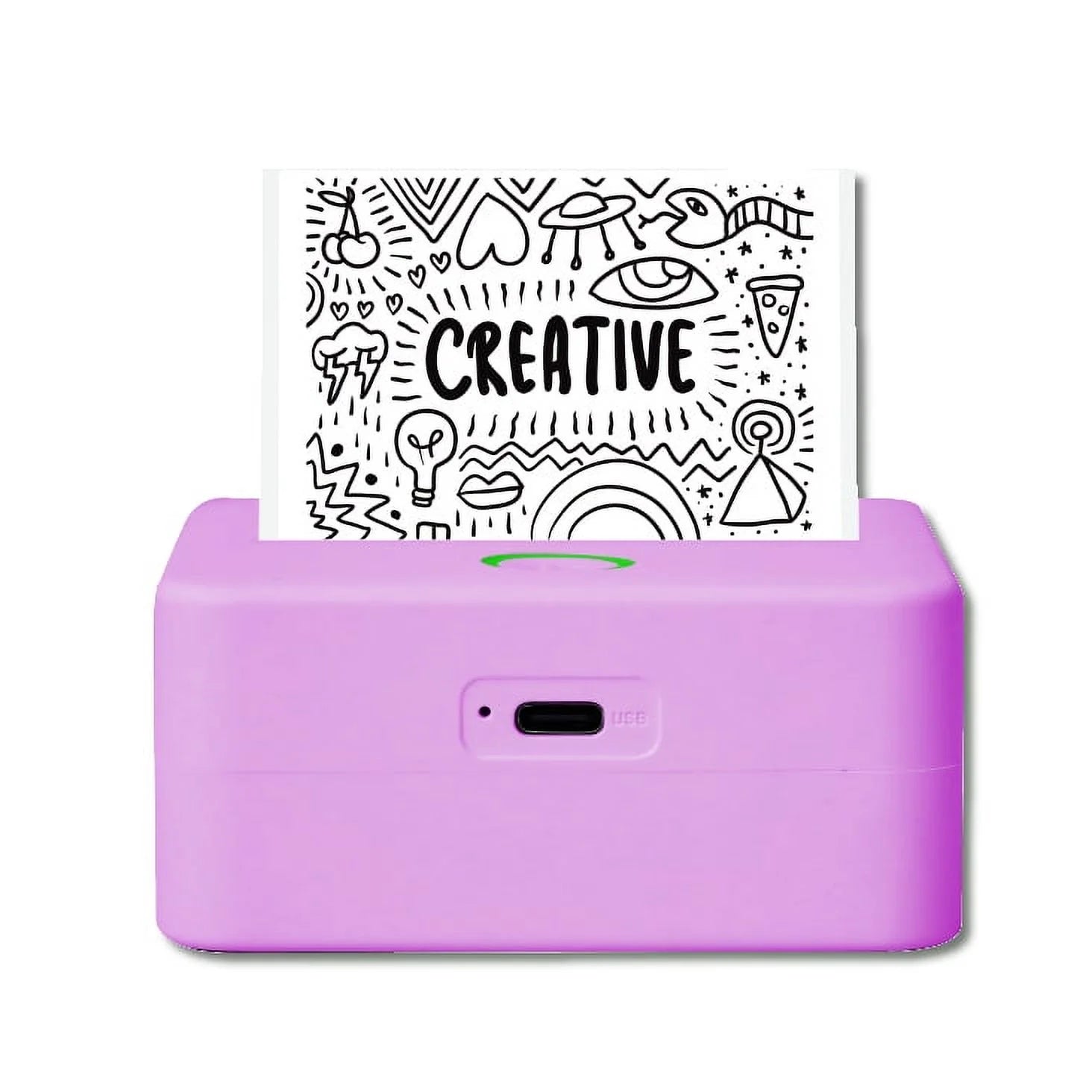 CTP500 Wireless Mini Portable Inkless Thermal Printer and Label Maker with Paper for Android and iOS (Purple)