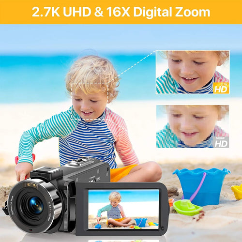 4K Digital Video Camera Camcorder for YouTube Vlogging with 48MP and 16X Digital Zoom