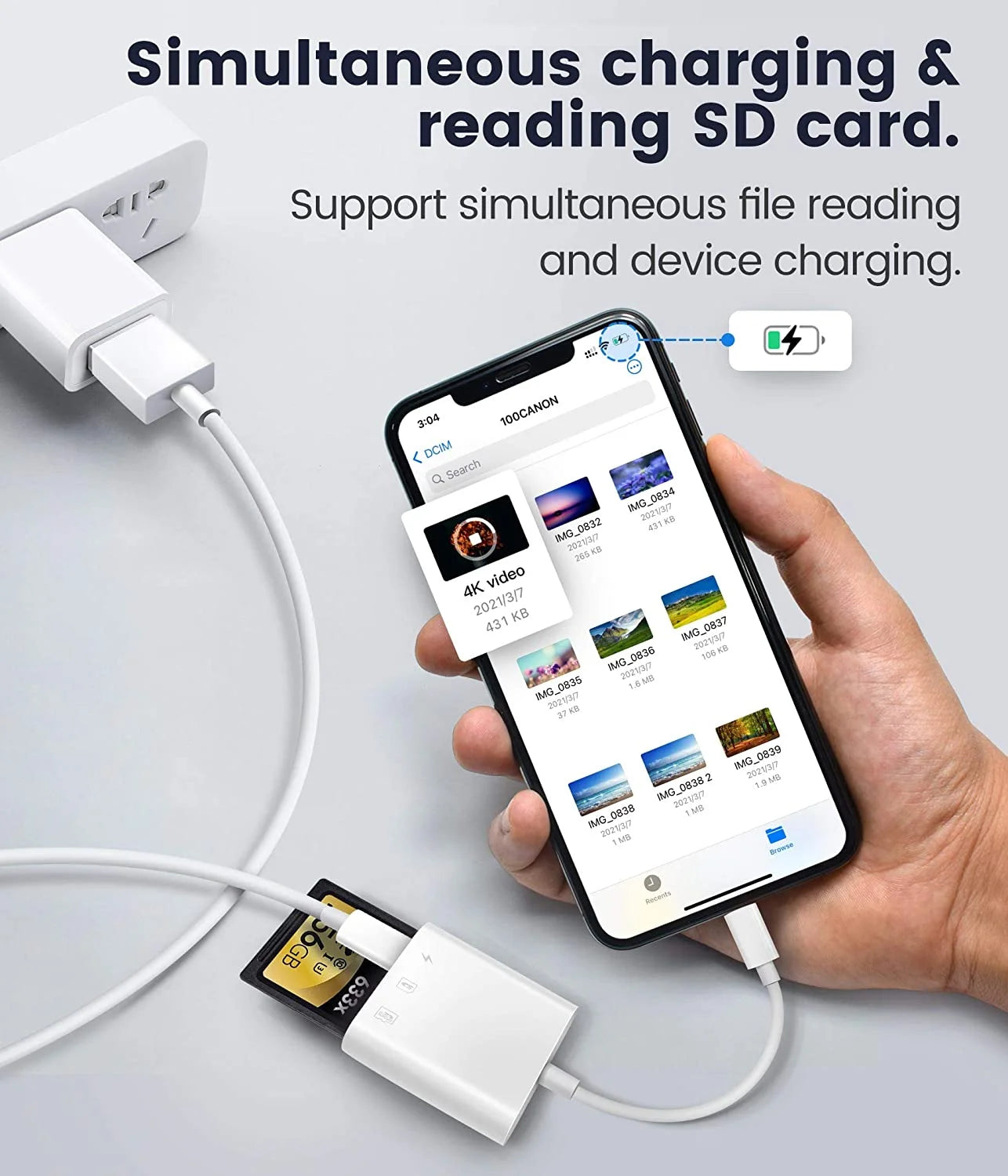 SD Card Reader for iPhone and iPad, Dual Slot Micro SD Card Viewer for Trail Cameras and SLRs, Photography Memory Card Adapter, Plug and Play