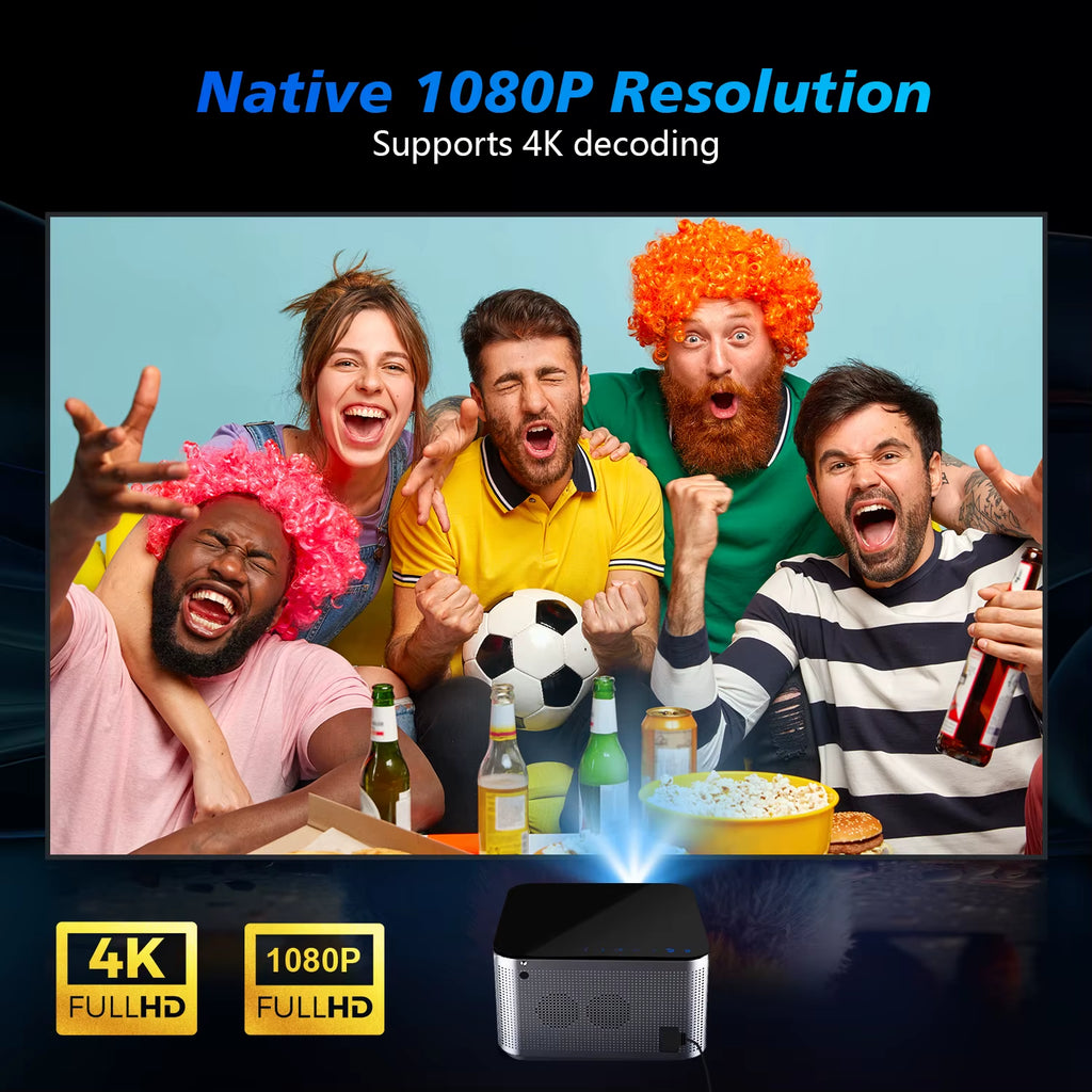4K Smart Projector with Android 11, 580 ANSI Lumens, 1920x1080P Full HD, WiFi 6, Bluetooth 5.0, Allwinner H713, and Voice Control for Home Theater