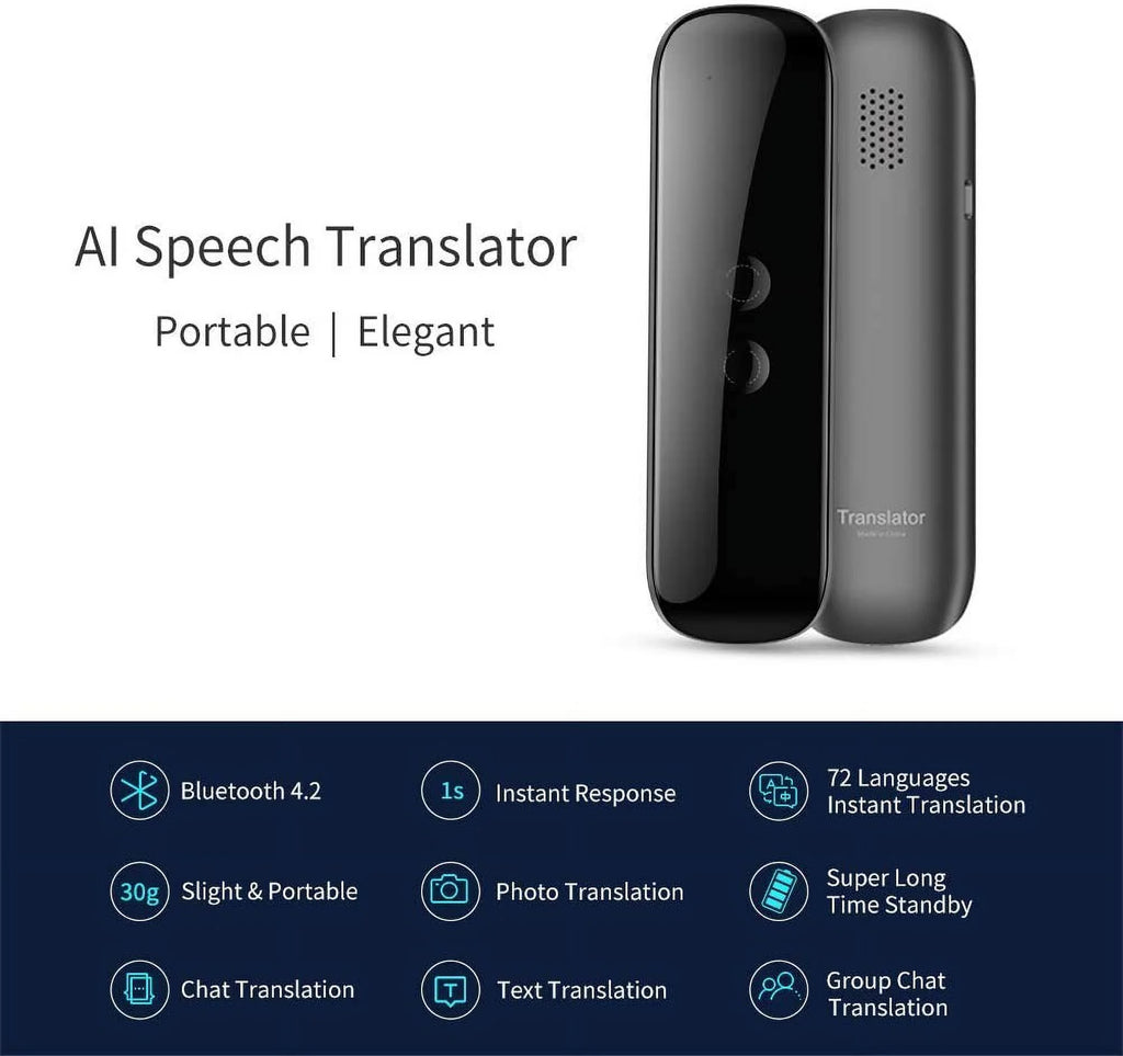 Portable Language Translator Device with Real-Time 2-Way Translation for 72+ Languages - Ideal for Travel, Learning, Business, and Communication