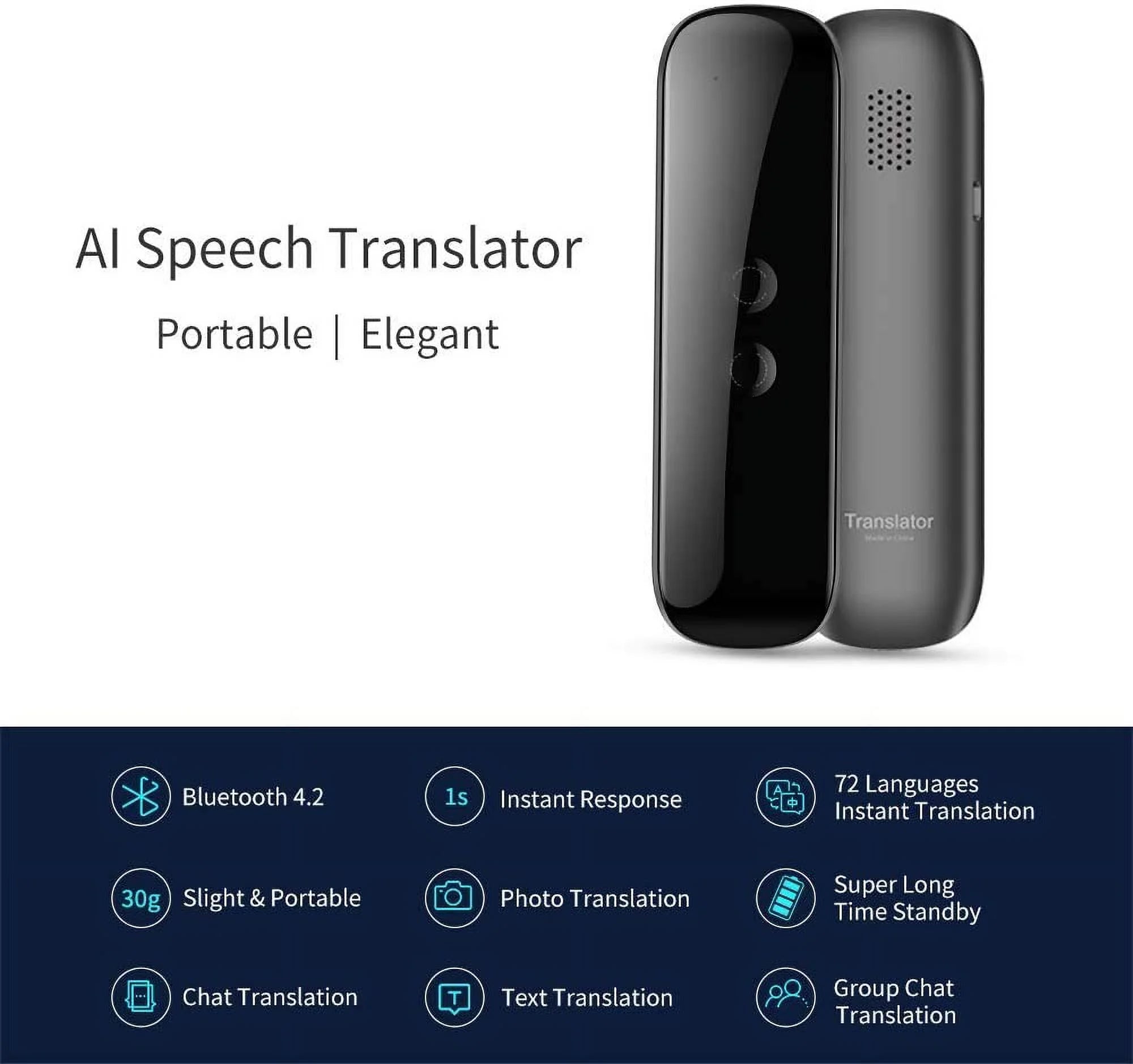 Portable Language Translator Device with Real-Time 2-Way Translation for 72+ Languages - Ideal for Travel, Learning, Business, and Communication