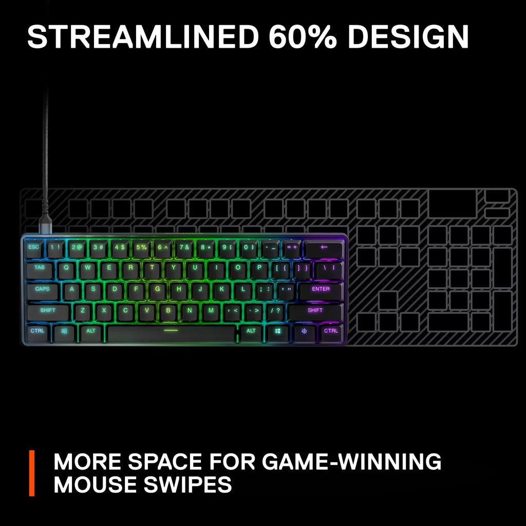 Apex 9 Mini 60% Wired Gaming Keyboard with Optipoint Adjustable Actuation Switch and RGB Lighting - Black