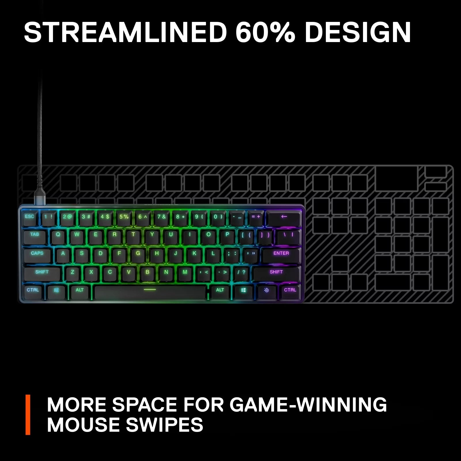 Apex 9 Mini 60% Wired Gaming Keyboard with Optipoint Adjustable Actuation Switch and RGB Lighting - Black