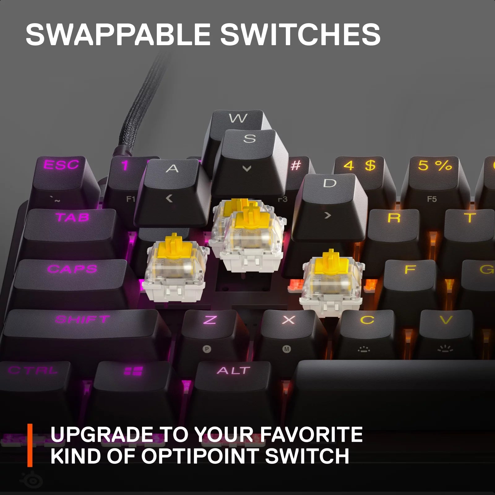 Apex 9 Mini 60% Wired Gaming Keyboard with Optipoint Adjustable Actuation Switch and RGB Lighting - Black