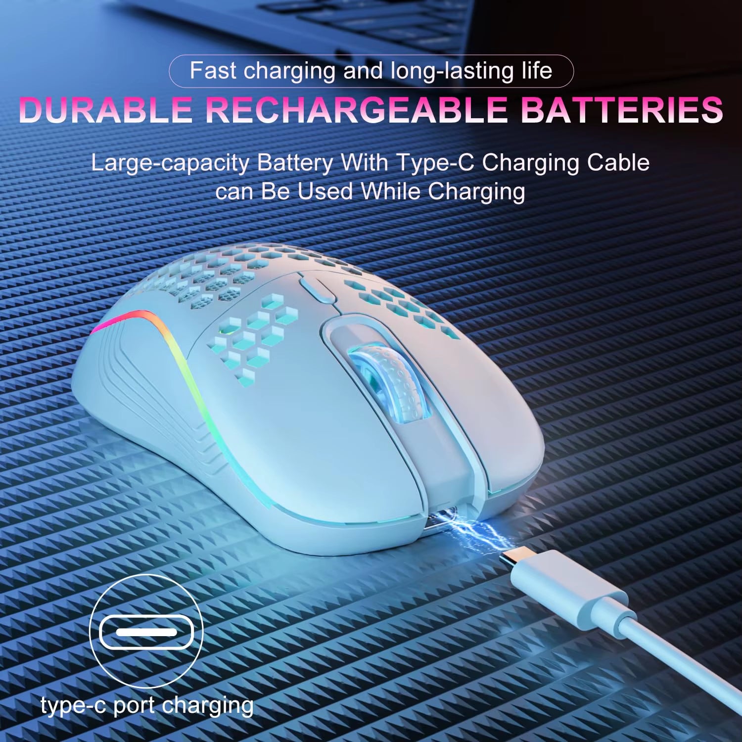 Experience Ultimate Gaming Precision with the Ergonomic 2.4G Wireless RGB Backlit Mouse - Rechargeable, 6-Button, and 3-Speed DPI!