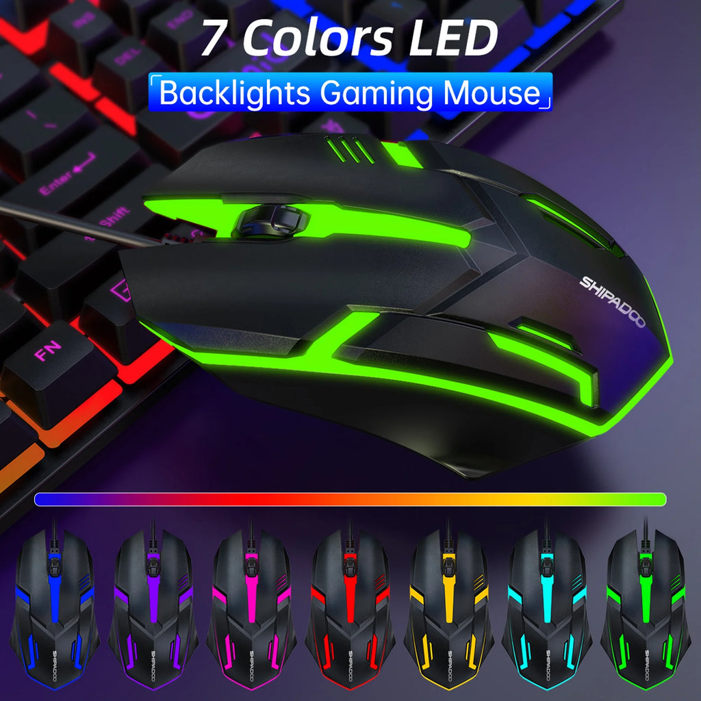 RGB LED Backlit Wired Gaming Keyboard and Mouse Combo with 26 Anti-Ghosting Keys for PC and Laptop Use, Black